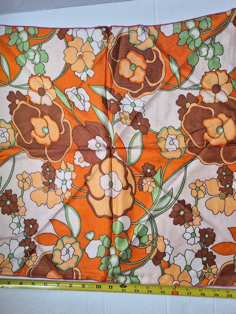 Retro Floral Brown Orange Green 70s Scarf Unbranded